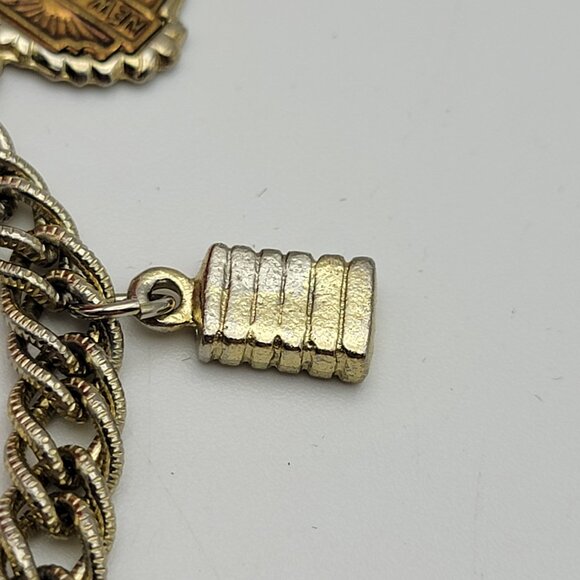 Vintage New Orleans Charm Bracelet Gold Tone 7" Fold Over Clasp - Picture 5 of 13